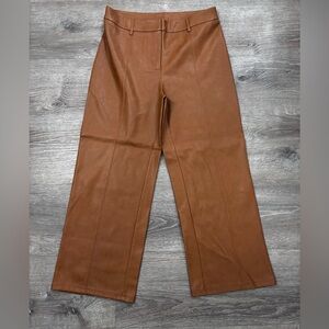 NWT 7 For All Mankind Faux Leather Wide Leg Cropped Pants in Camel Size Medium